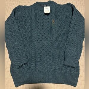 NWT Ireland’s Eye Virgin Wool Honeycomb Blasket Aran Sweater Size L $190 Retail